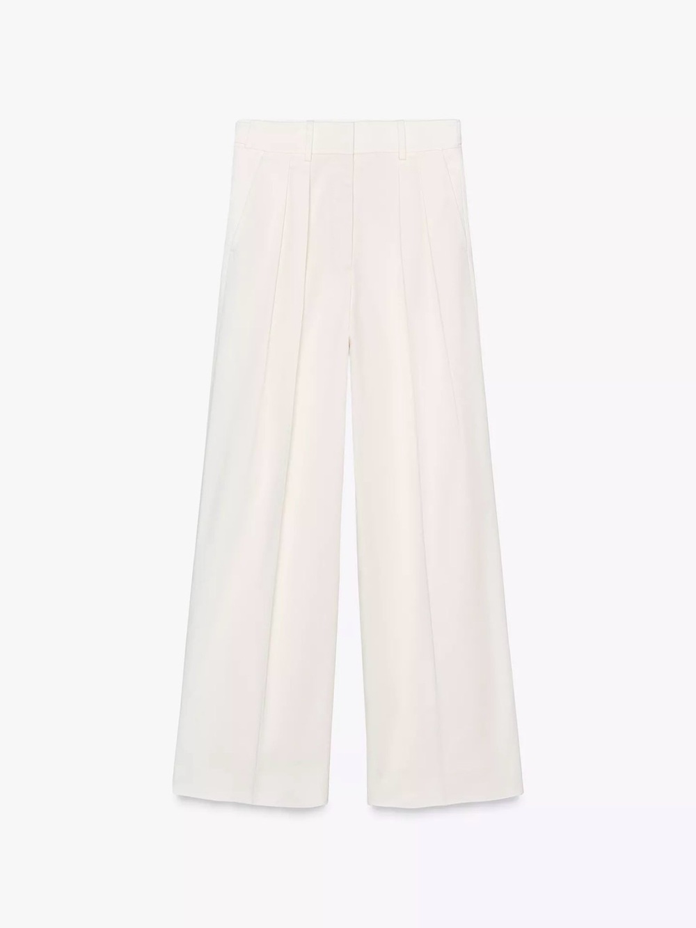 Zara Wide-Leg High-Waist Trousers in Cream